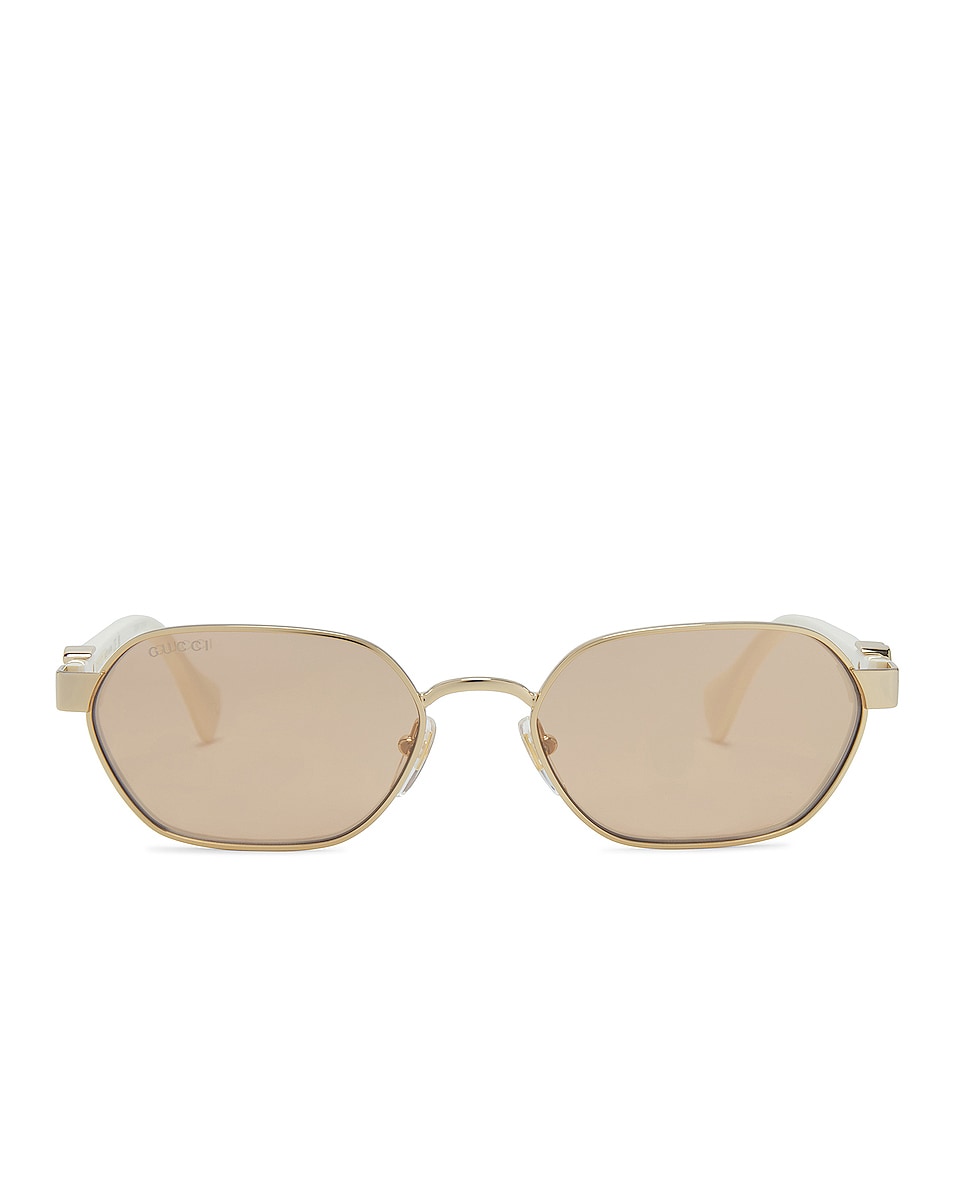 Image 1 of Gucci Geometric Sunglasses In Gold & Ivory in Gold & Ivory