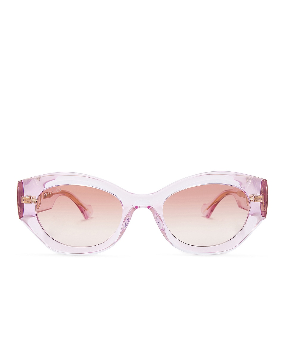 Image 1 of Gucci La Piscine Oval Sunglasses in Transparent Light Pink