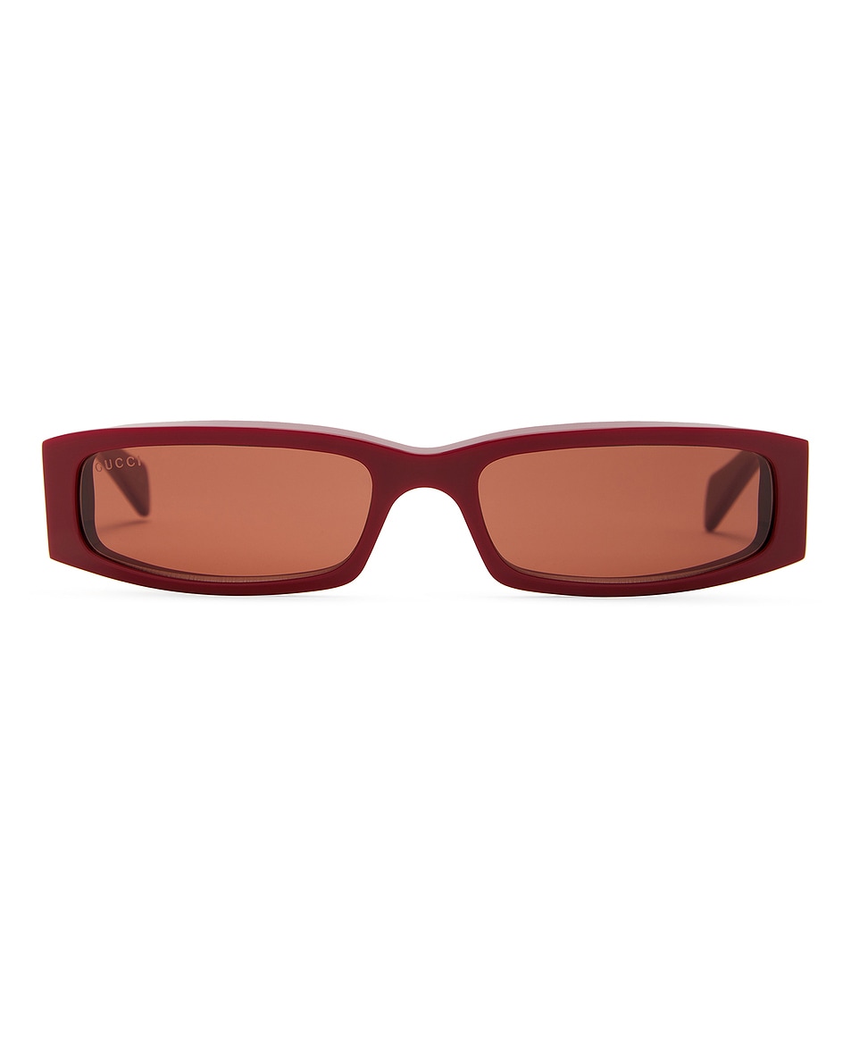 Image 1 of Gucci Rectangle Sunglasses in Burgundy & Brown