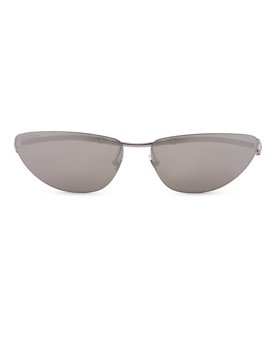 Image 1 of Gucci Horsebit Top Bar Sunglasses in Silver & Grey