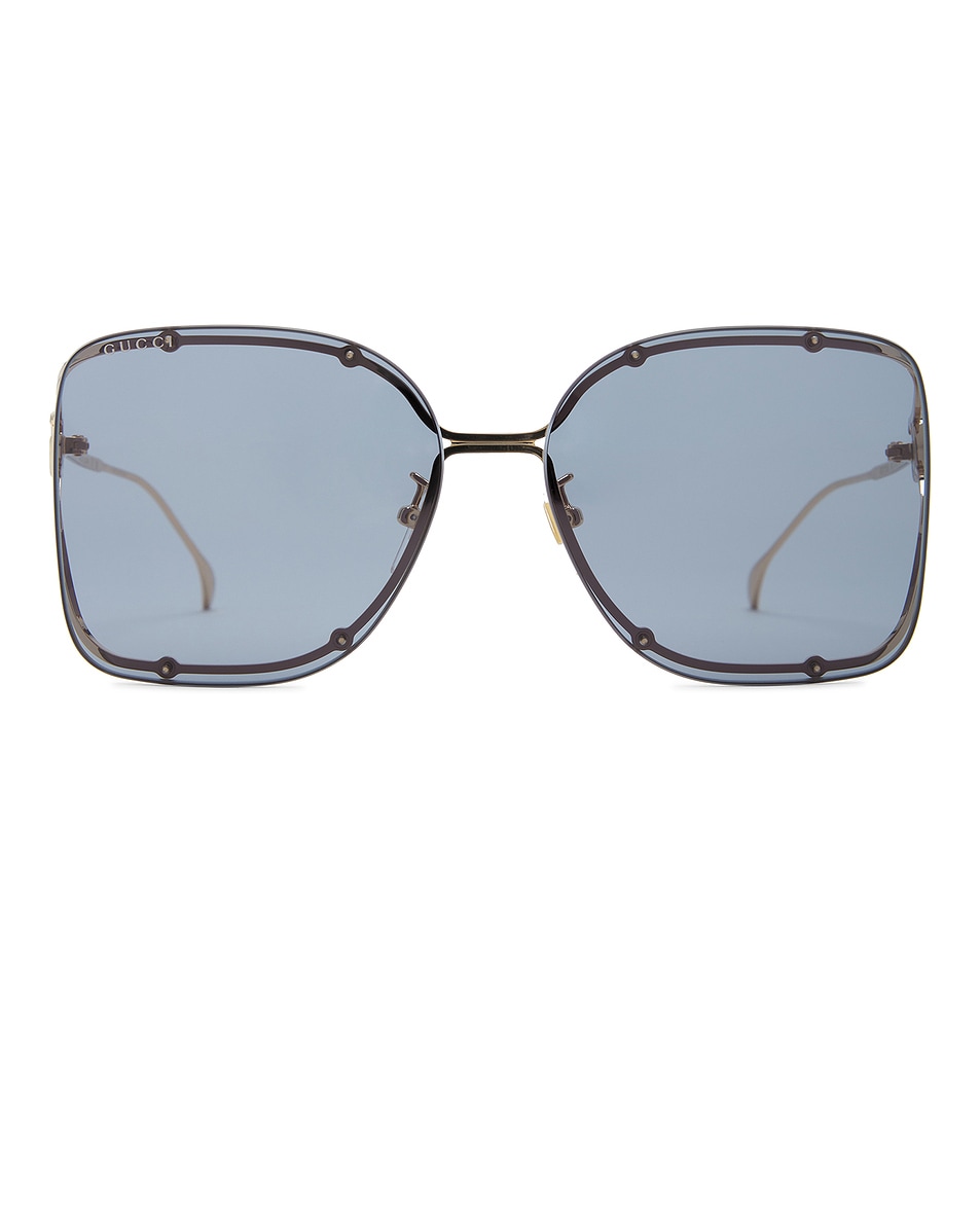 Image 1 of Gucci Flat & Bend Sunglasses in Gold & Grey