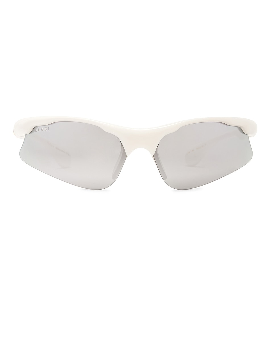 Image 1 of Gucci Shield Sunglasses in White & Silver