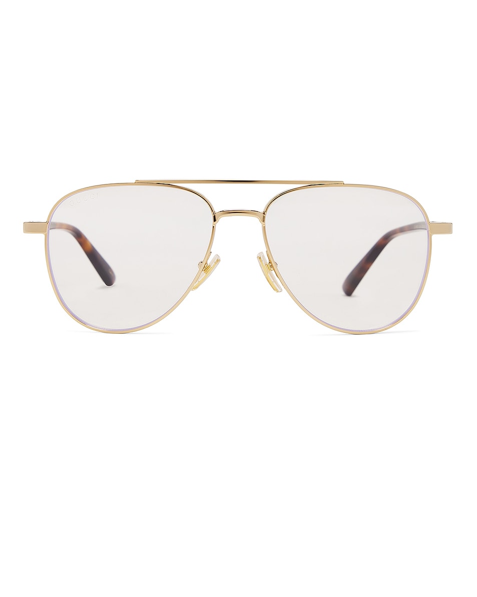 Image 1 of Gucci Aviator Eyeglasses in Gold, Havana, & Transparent