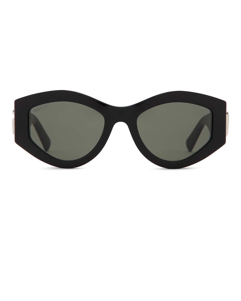 Image 1 of Gucci Oval Sungalsses in Black & Grey