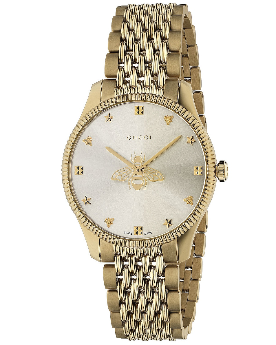 Image 1 of Gucci Bee Watch in Yellow Gold & Silver
