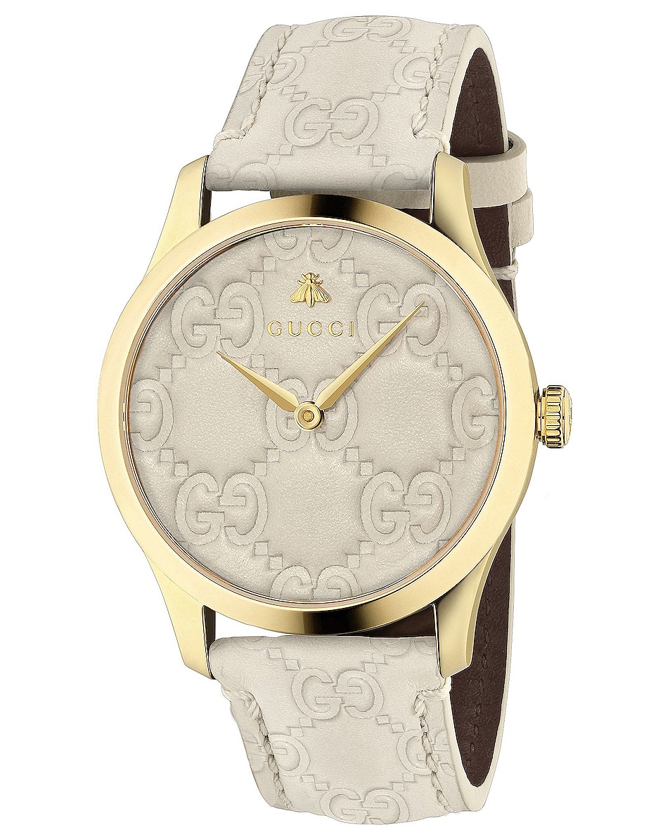 Image 1 of Gucci Leather Signature Strap Watch in Ivory