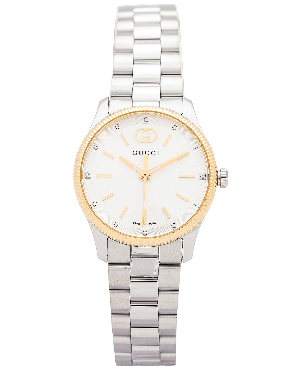 Image 1 of Gucci G-Timeless Slim Watch in Gold & Silver
