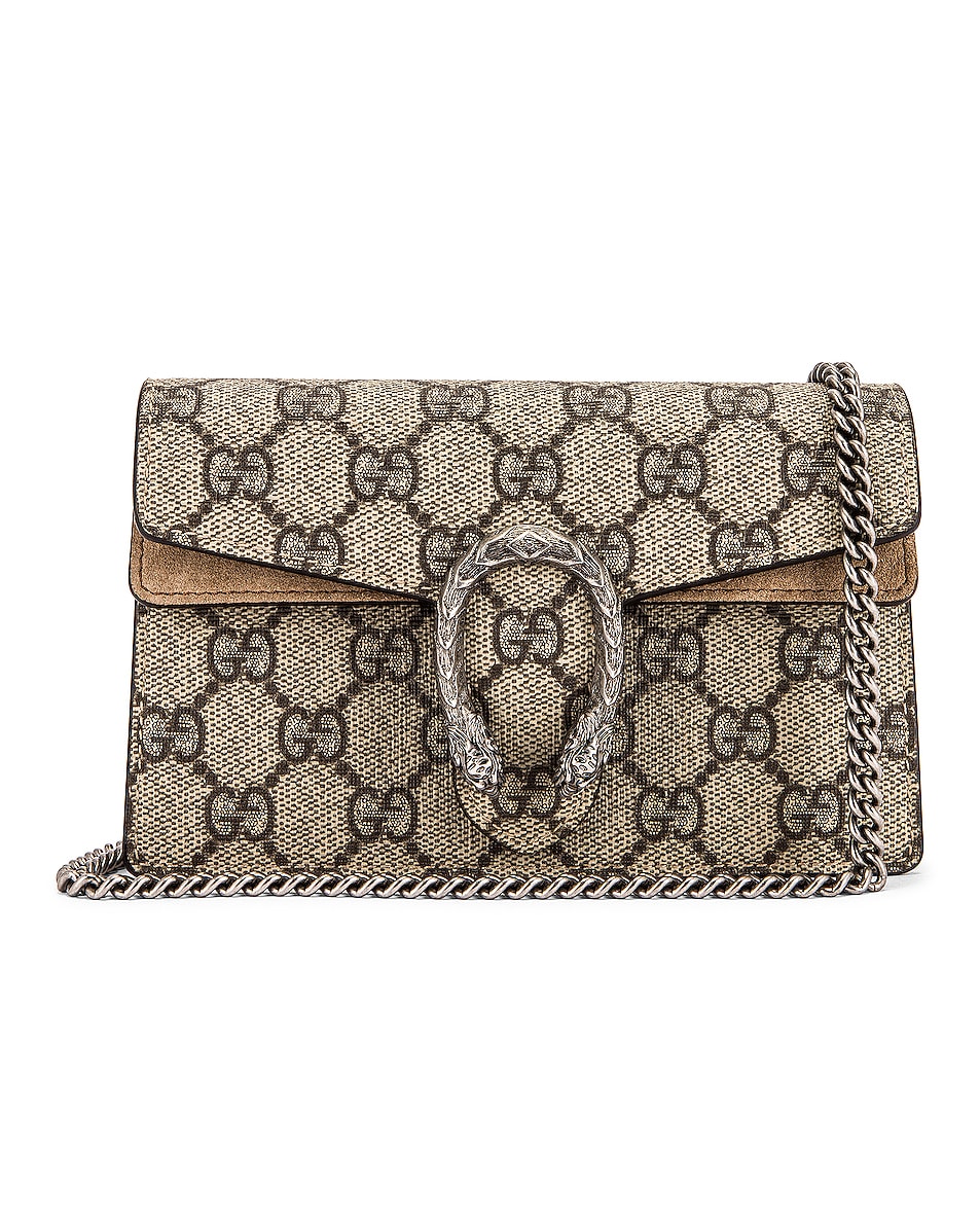 Image 1 of Gucci Super Mini Dionysus GG Chain Bag in Beige Ebony & Taupe