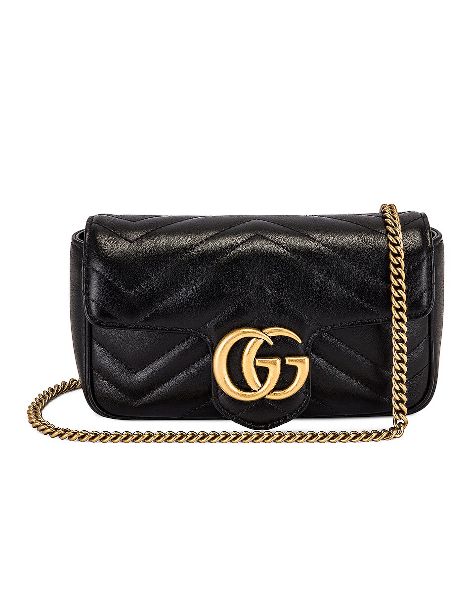 Image 1 of Gucci Super Mini GG Marmont Bag in Black