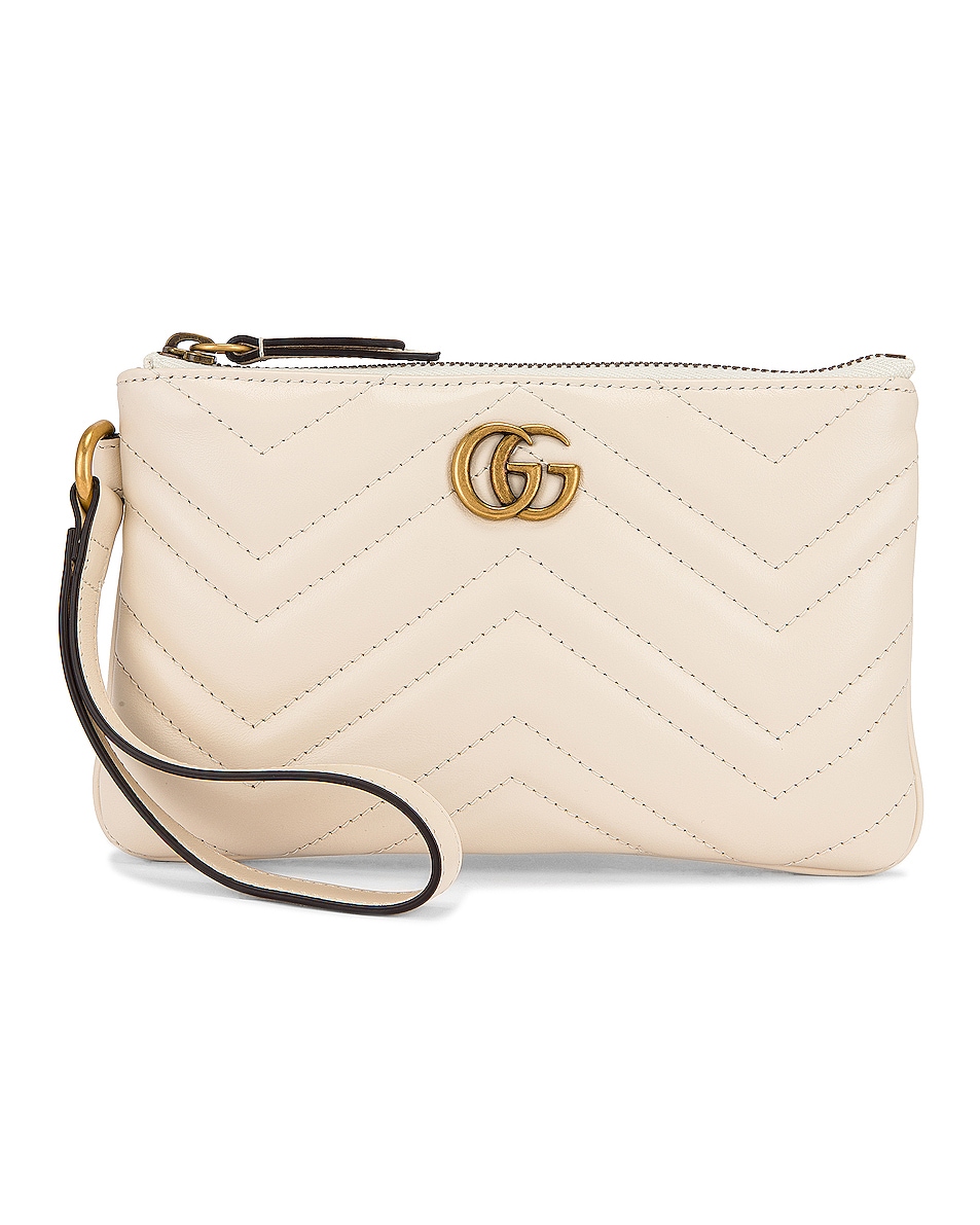 Image 1 of Gucci Leather Wrist Wallet in Mystic White