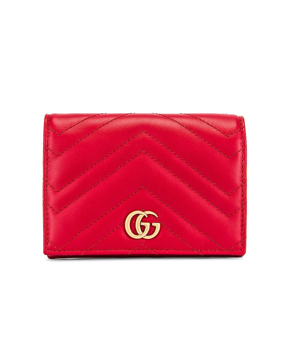 Image 1 of Gucci Leather Passport Case in Hibiscus Red
