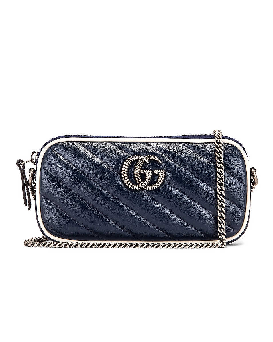 Image 1 of Gucci Leather Torchon Chain Shoulder Bag in Blue Agata & Mystic White