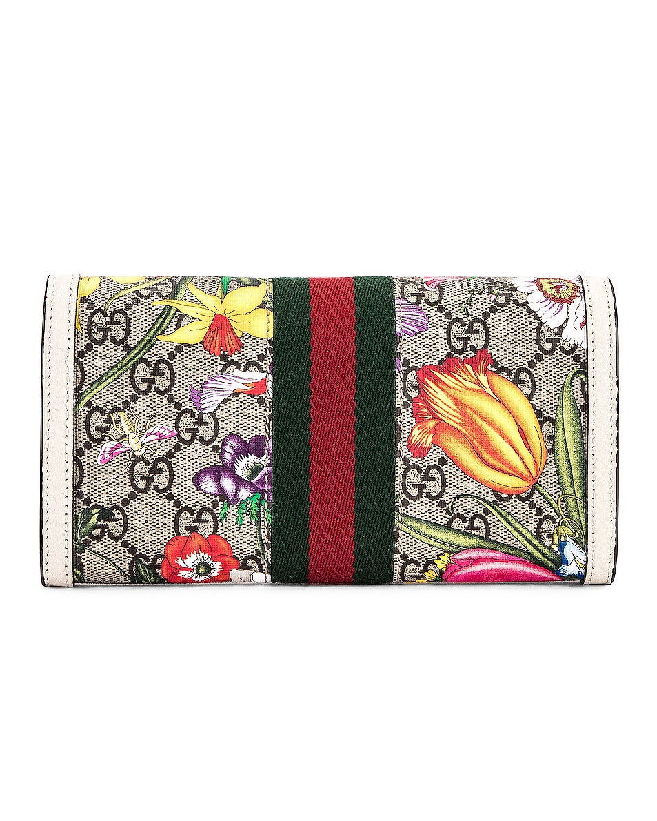Gucci Ophidia Supreme GG Flora Continental Wallet in Beige Ebony & White | FWRD