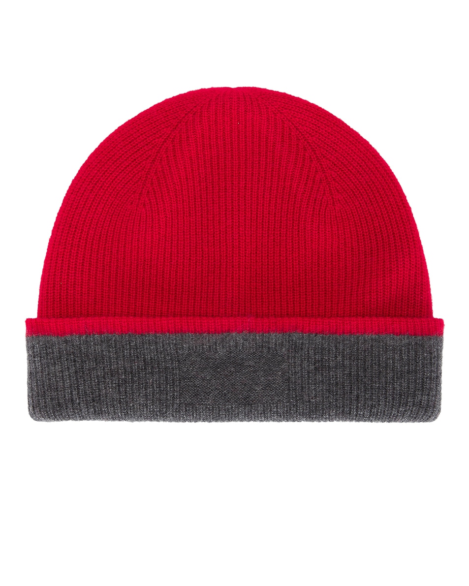 Image 1 of Guest In Residence The Inside Out! Cashmere Hat in True Red & Charcoal