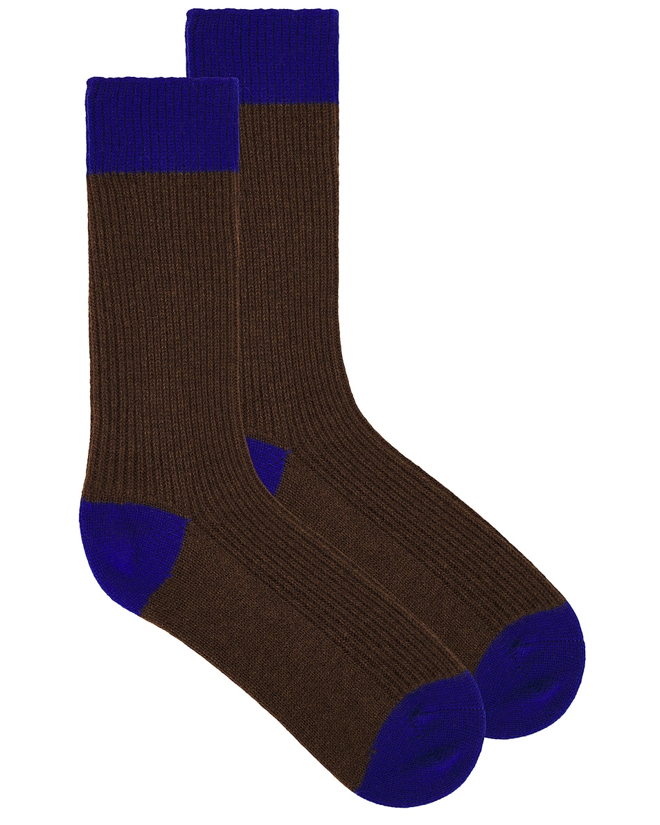 Image 1 of Guest In Residence The Soft Socks in Chestnut & Cobalt