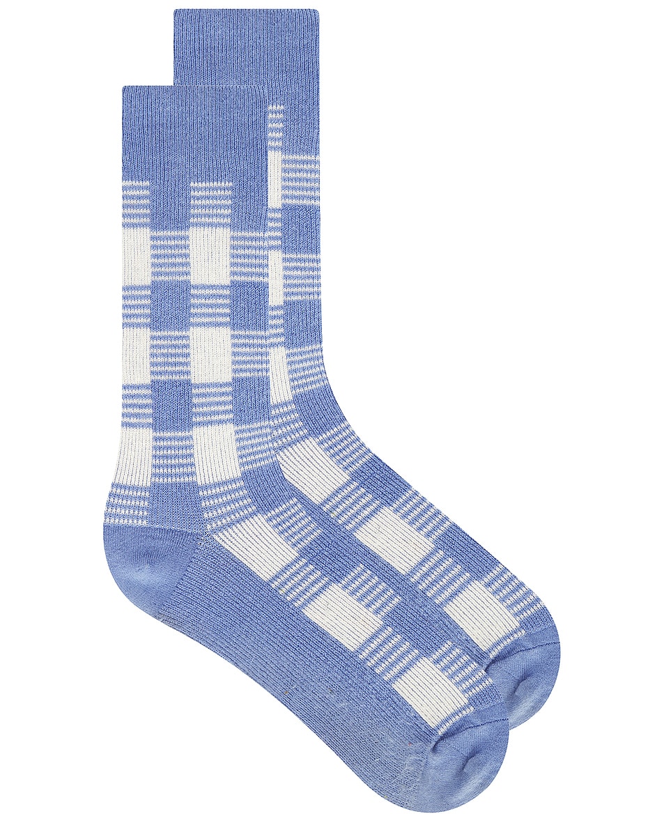 Image 1 of Guest In Residence Gingham Socks in French Blue & Cream