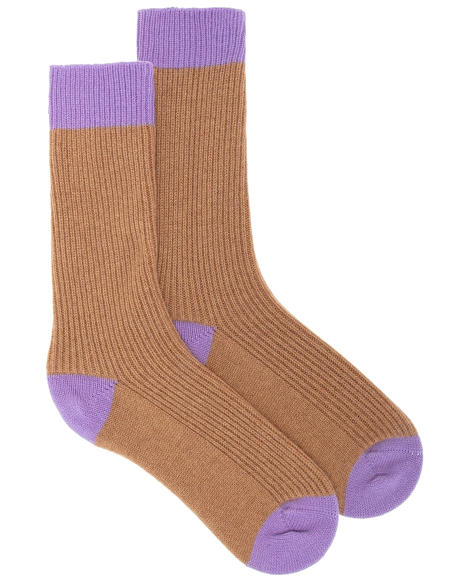 Image 1 of Guest In Residence The Soft Socks in Almond & Purple Haze