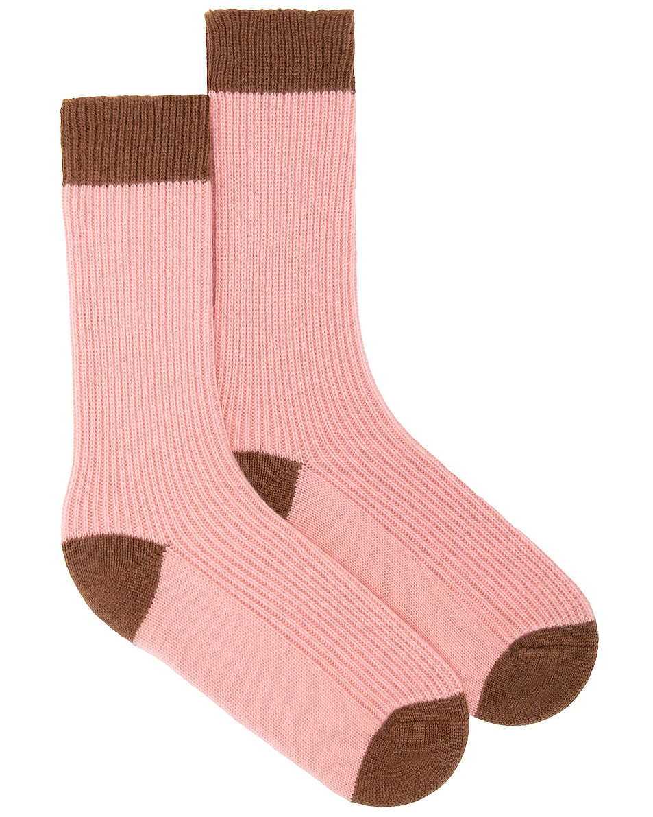 Image 1 of Guest In Residence The Soft Socks in Blush & Walnut