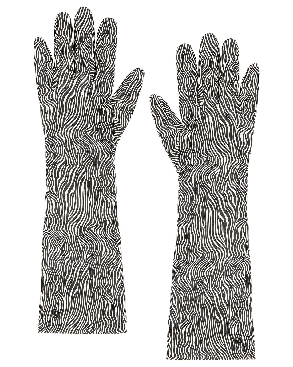 Image 1 of HANDSOME STOCKHOLM For Fwrd Essential Long Gloves in Striped Noir