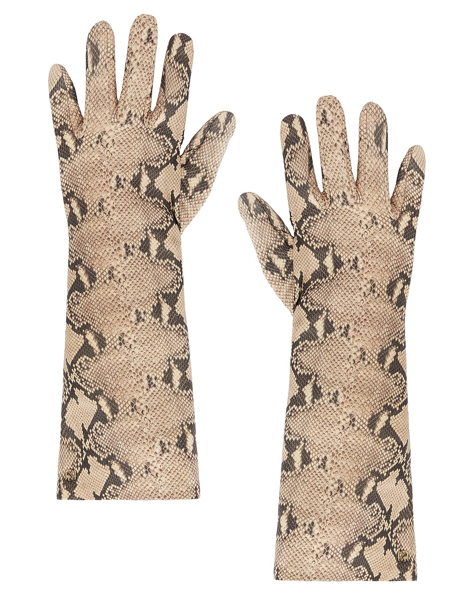 Image 1 of HANDSOME STOCKHOLM For Fwrd Essential Long Gloves in Serpent Terra