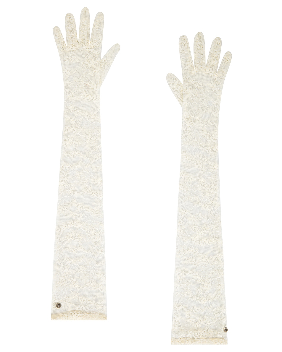Image 1 of HANDSOME STOCKHOLM Lace Extra Long Gloves in Ivory