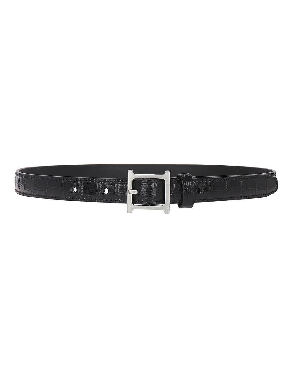 Image 1 of Helsa Logo Mini Waist Belt in Black Croco & Silver