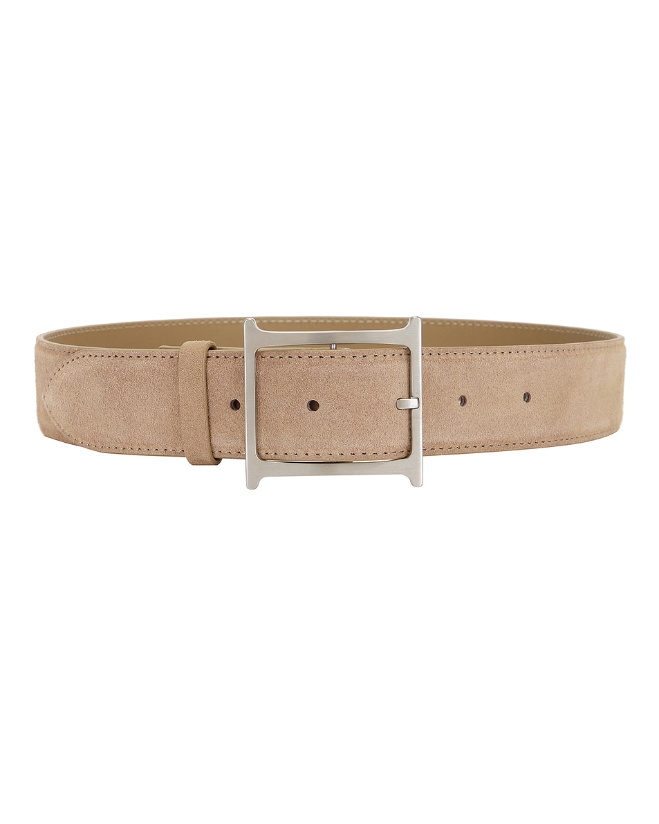 Image 1 of Helsa Logo Belt in Taupe Suede