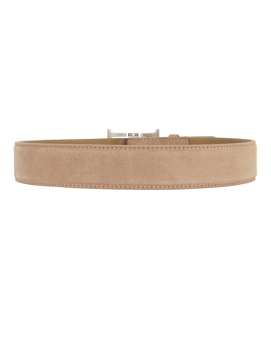 Image 2 of Helsa Logo Belt in Taupe Suede