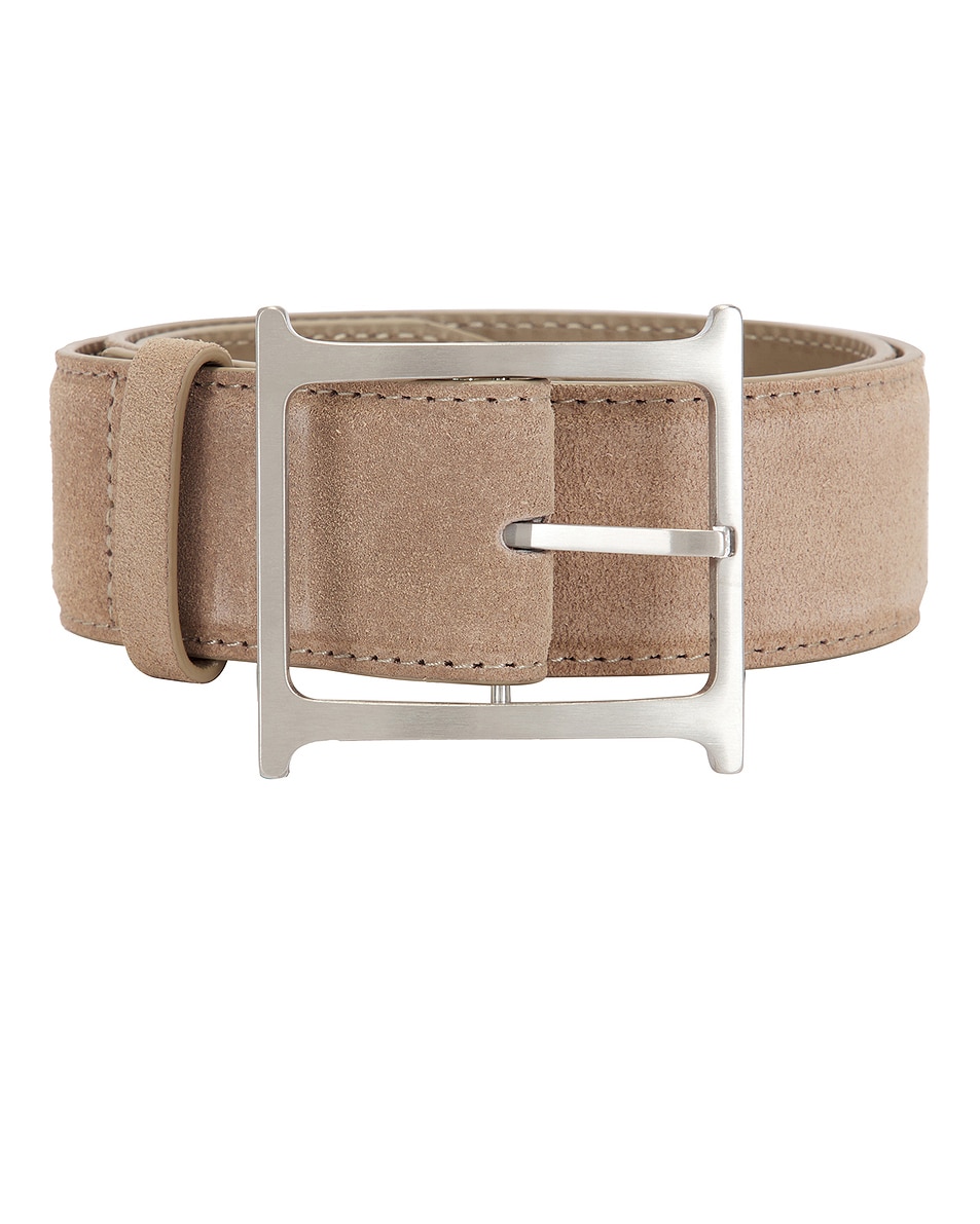 Image 3 of Helsa Logo Belt in Taupe Suede