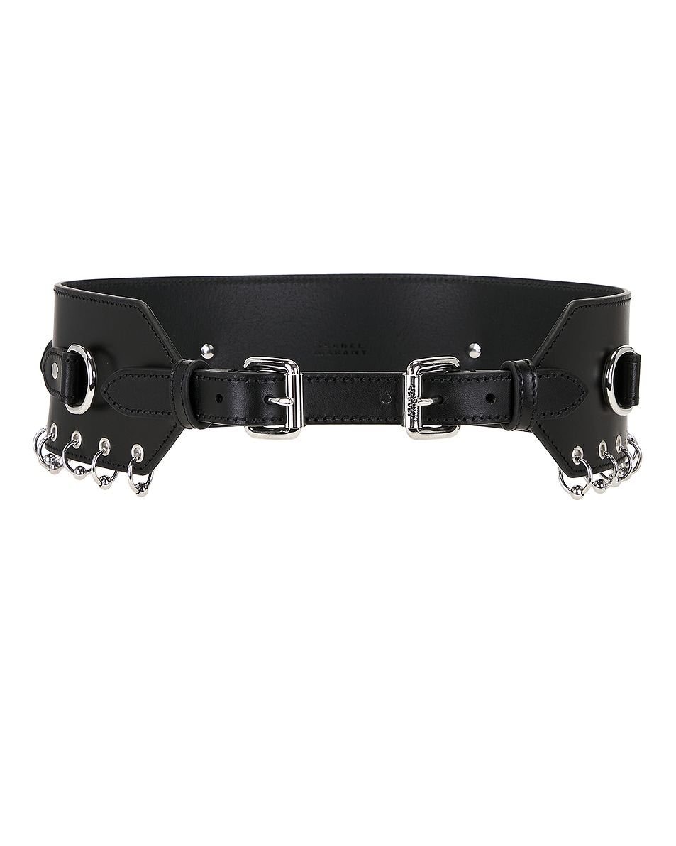 Image 1 of Isabel Marant Brighton Belt in Black & Silver