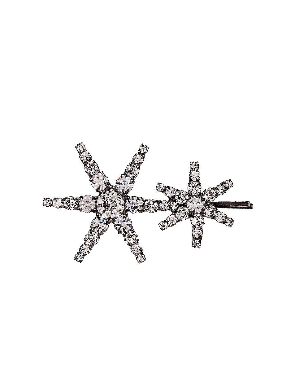 Image 1 of Jennifer Behr Double Star Bobby Pin in Crystal Gunmetal