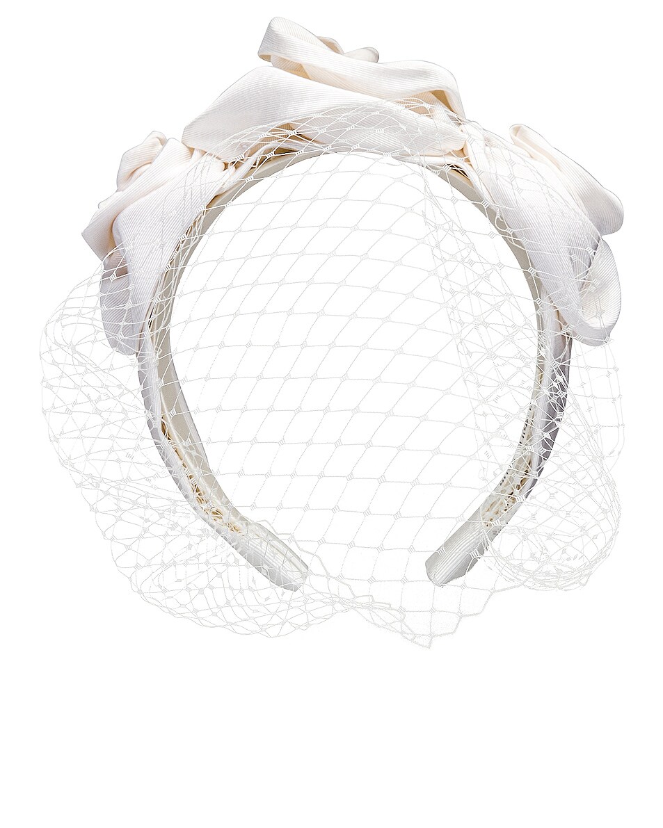 Image 1 of Jennifer Behr Triple Rosette Voilette Headband in Cream