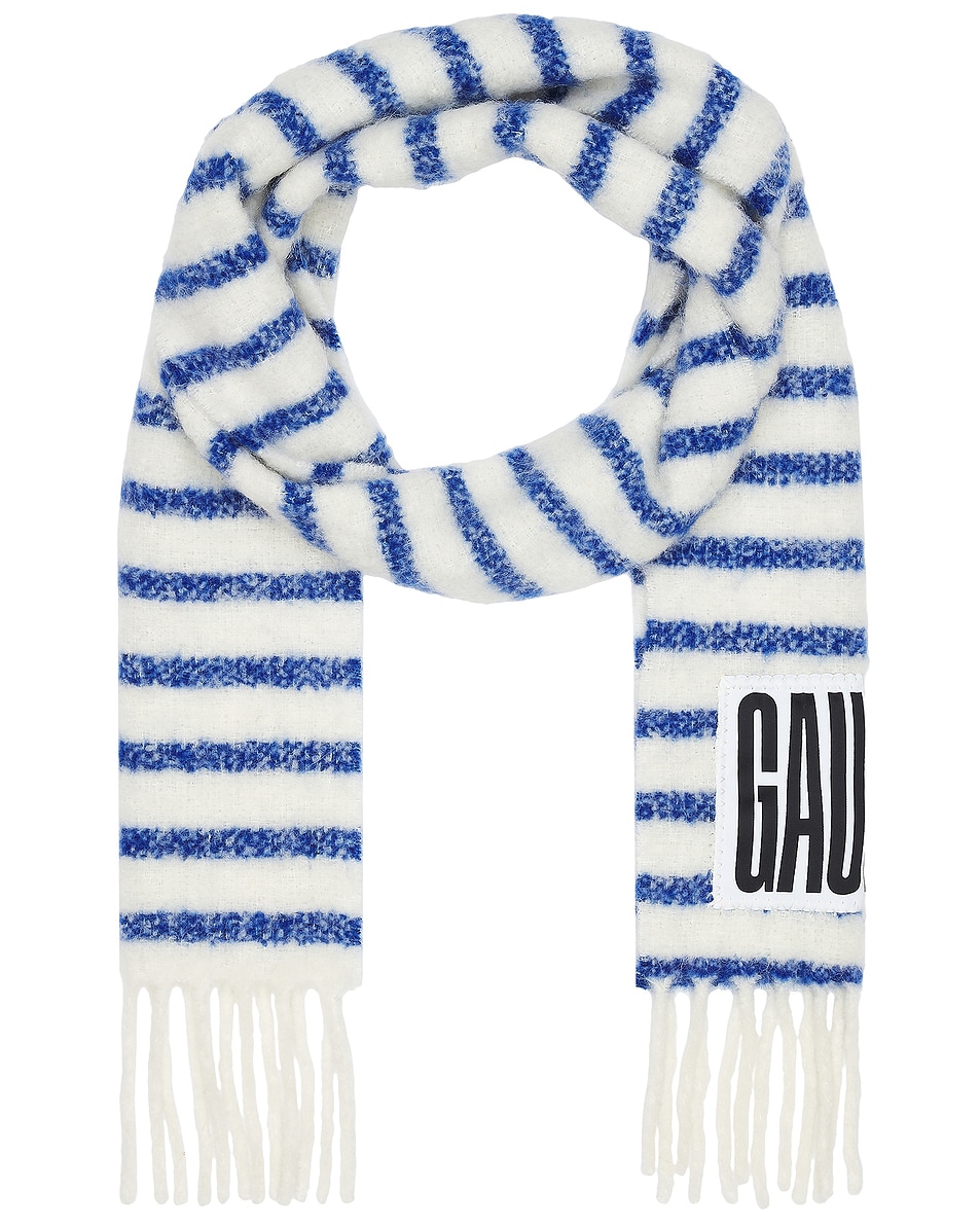 Image 1 of Jean Paul Gaultier Mariniere Scarf in White & Blue