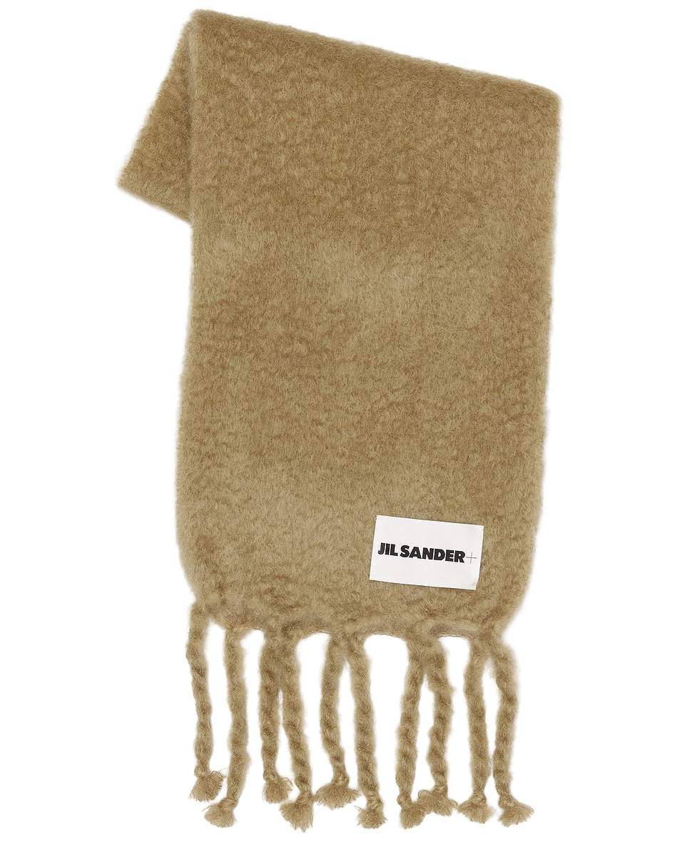Image 1 of Jil Sander Logo Plain Scarf in Beige