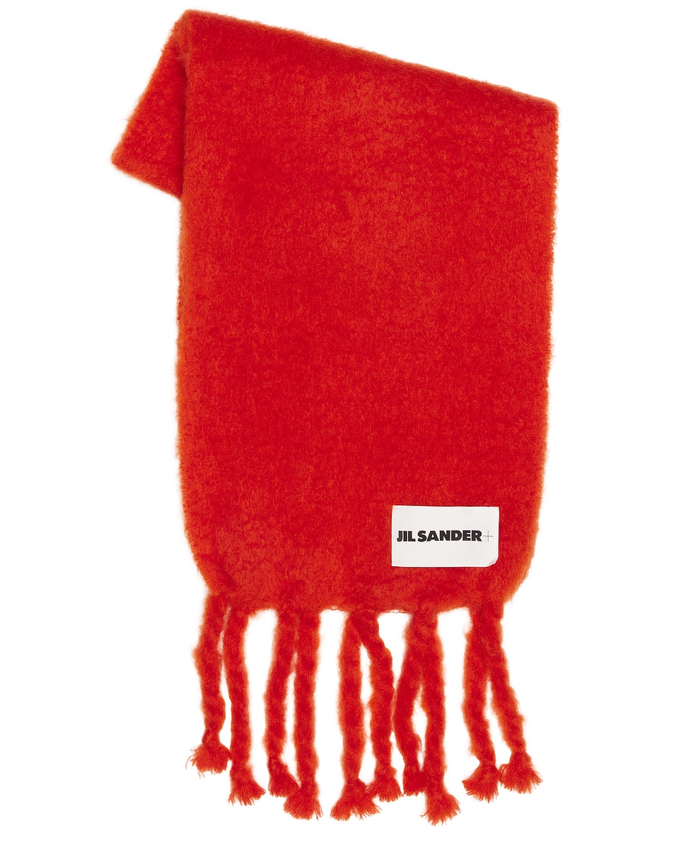 Image 1 of Jil Sander Logo Plain Scarf in Red