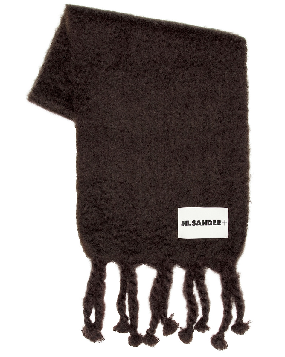 Image 1 of Jil Sander Logo Plain Scarf in Burgundy
