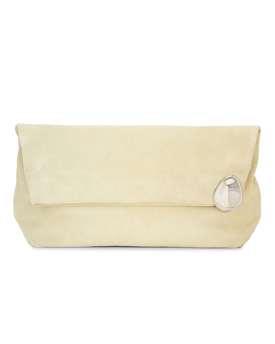 Image 1 of Jil Sander Jewel Zip Clutch in Ecru