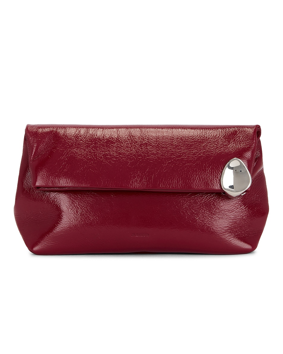 Image 1 of Jil Sander Jewel Zip Clutch in Cedar Red