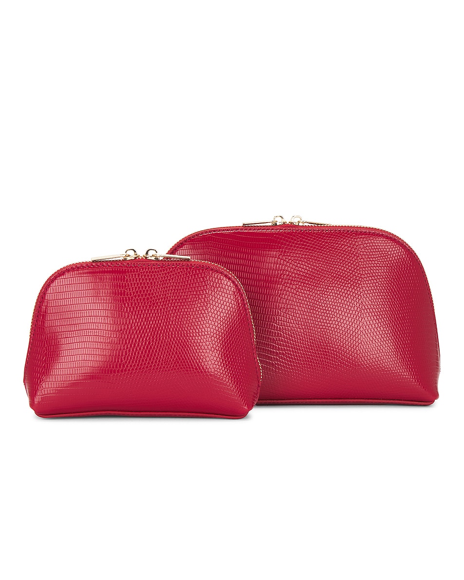 Image 1 of Jordan Road Red Python Embossed Pouch Set in Red