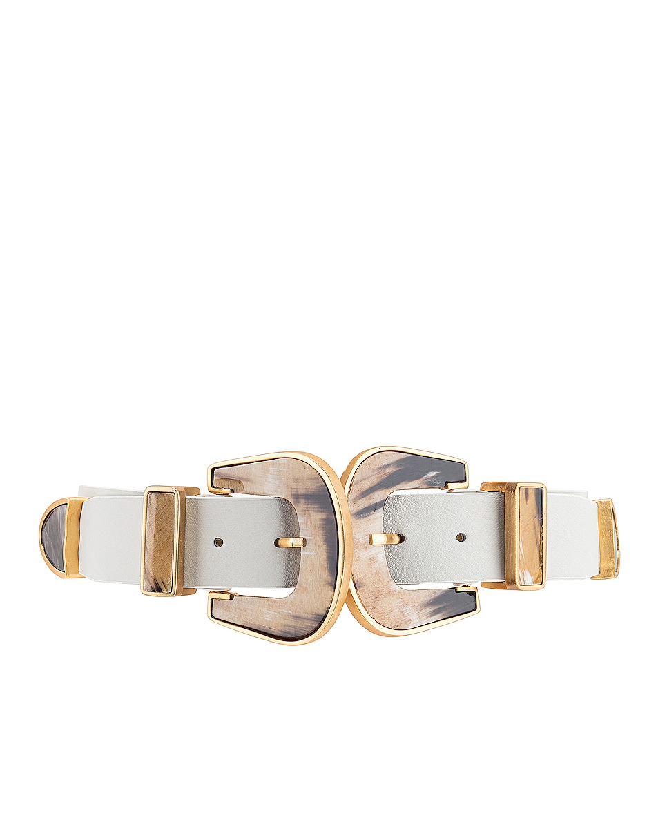 Image 1 of Johanna Ortiz Narrow Western Off White Leather Belt in Off White