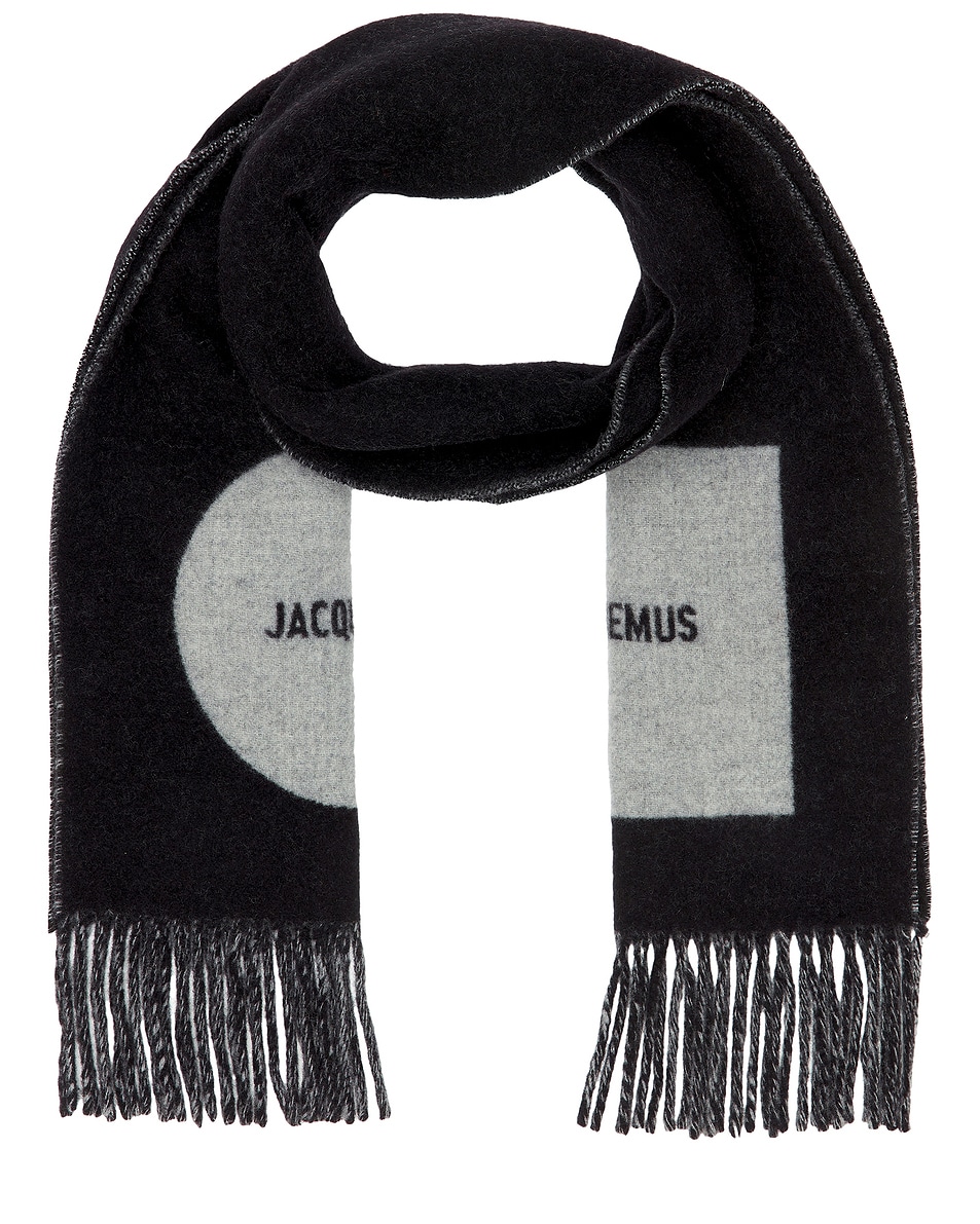 Image 1 of JACQUEMUS L'Echarpe Rond Carre in Multi-Black