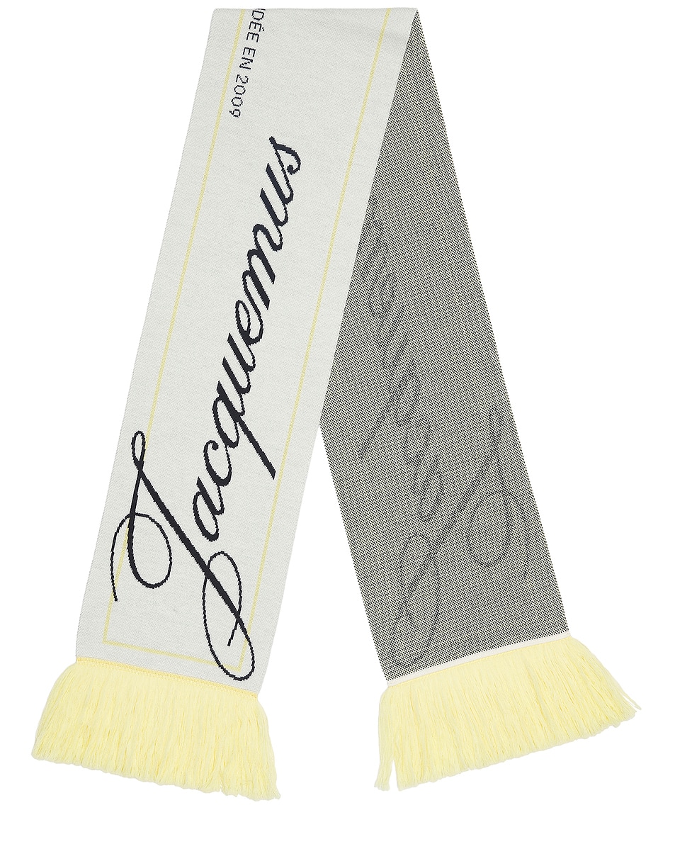Image 1 of JACQUEMUS L'echarpe Liga Scarf in Pale Yellow & Off White