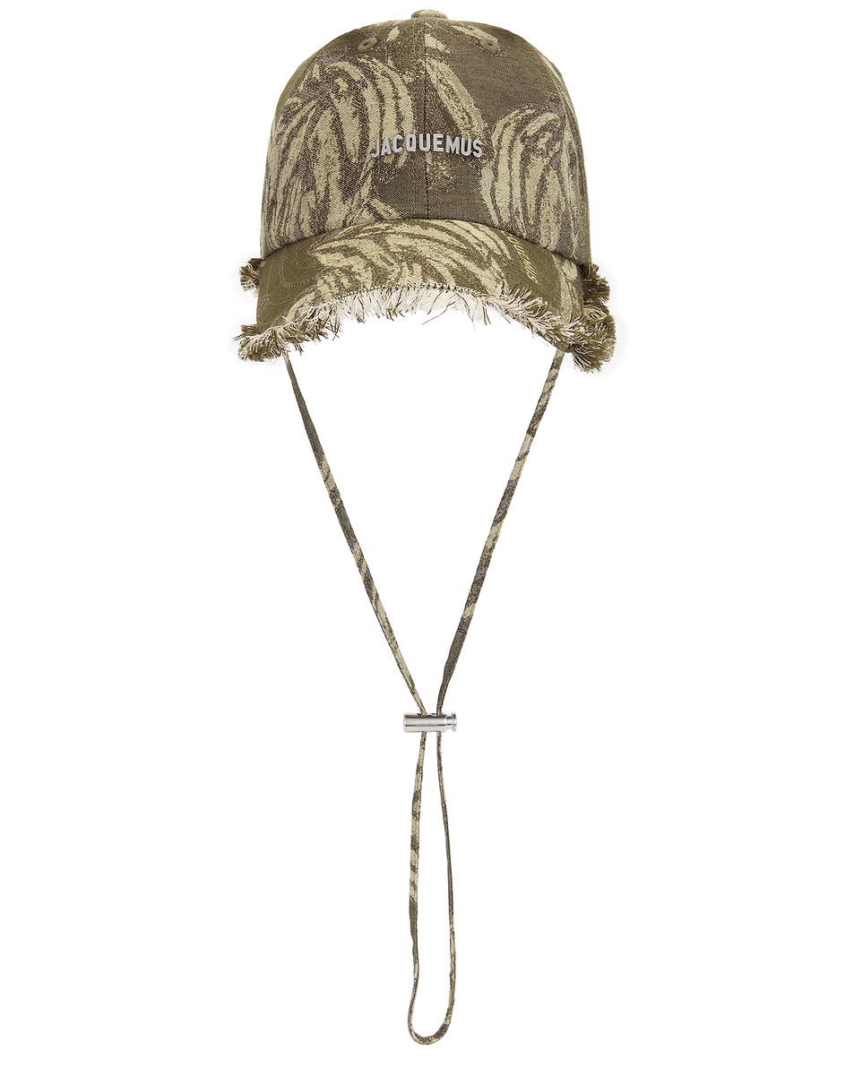 Image 1 of JACQUEMUS La Casquette Artichaut Cap in Jacquard Banana Logo Khak