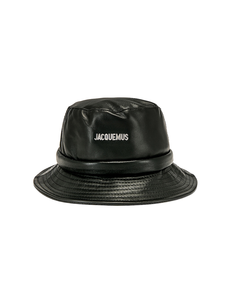 Image 1 of JACQUEMUS Leather Bucket Hat in Black