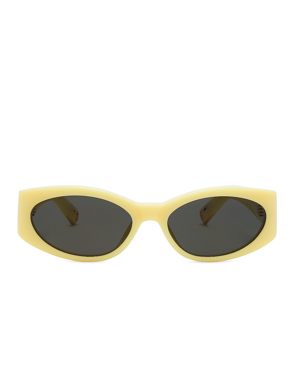 Image 1 of JACQUEMUS Les Lunettes Ovalo in Yellow, Yellow Gold, & Green