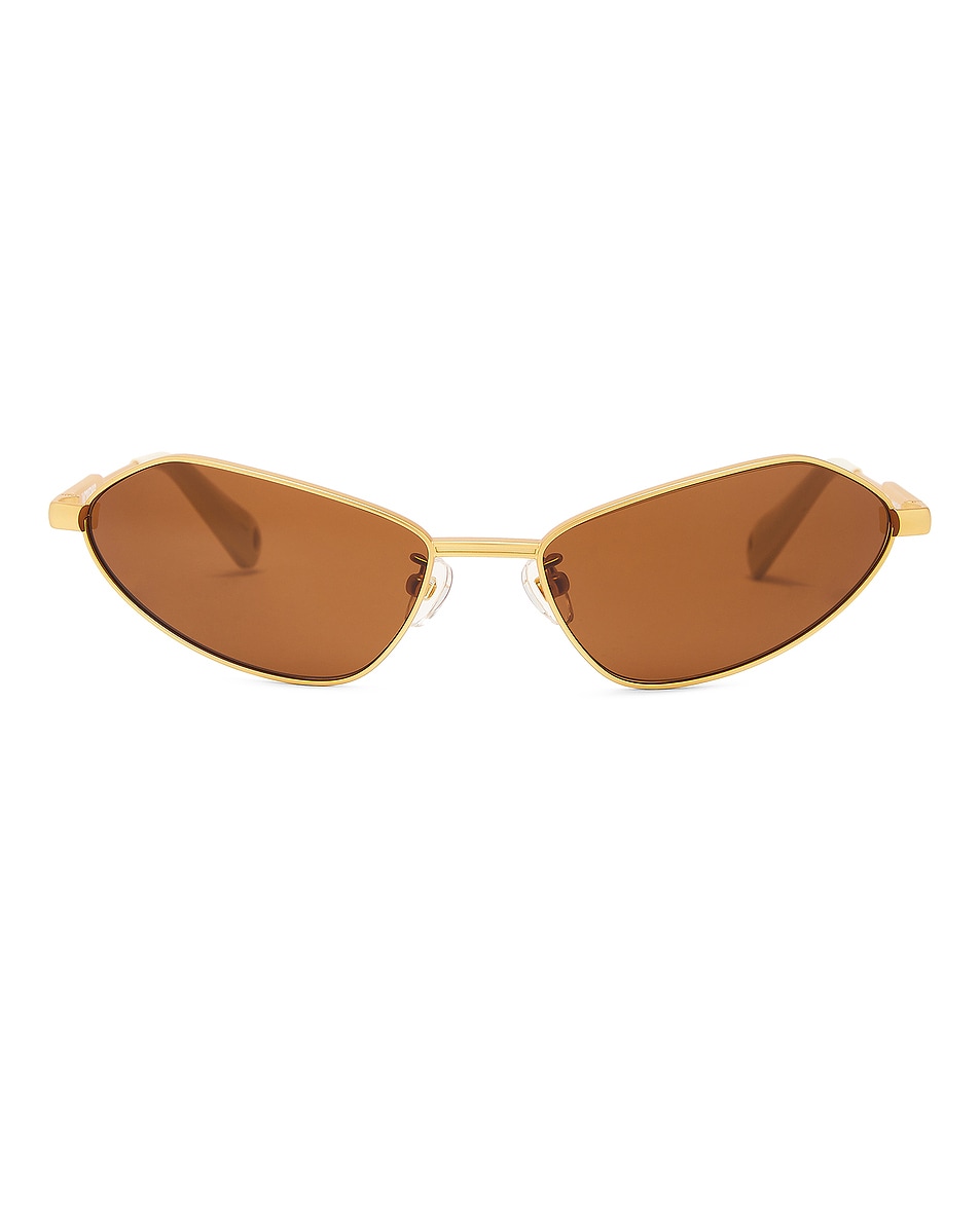 Image 1 of JACQUEMUS Bambino Sunglasses in Matte Gold, Sand, & Brown