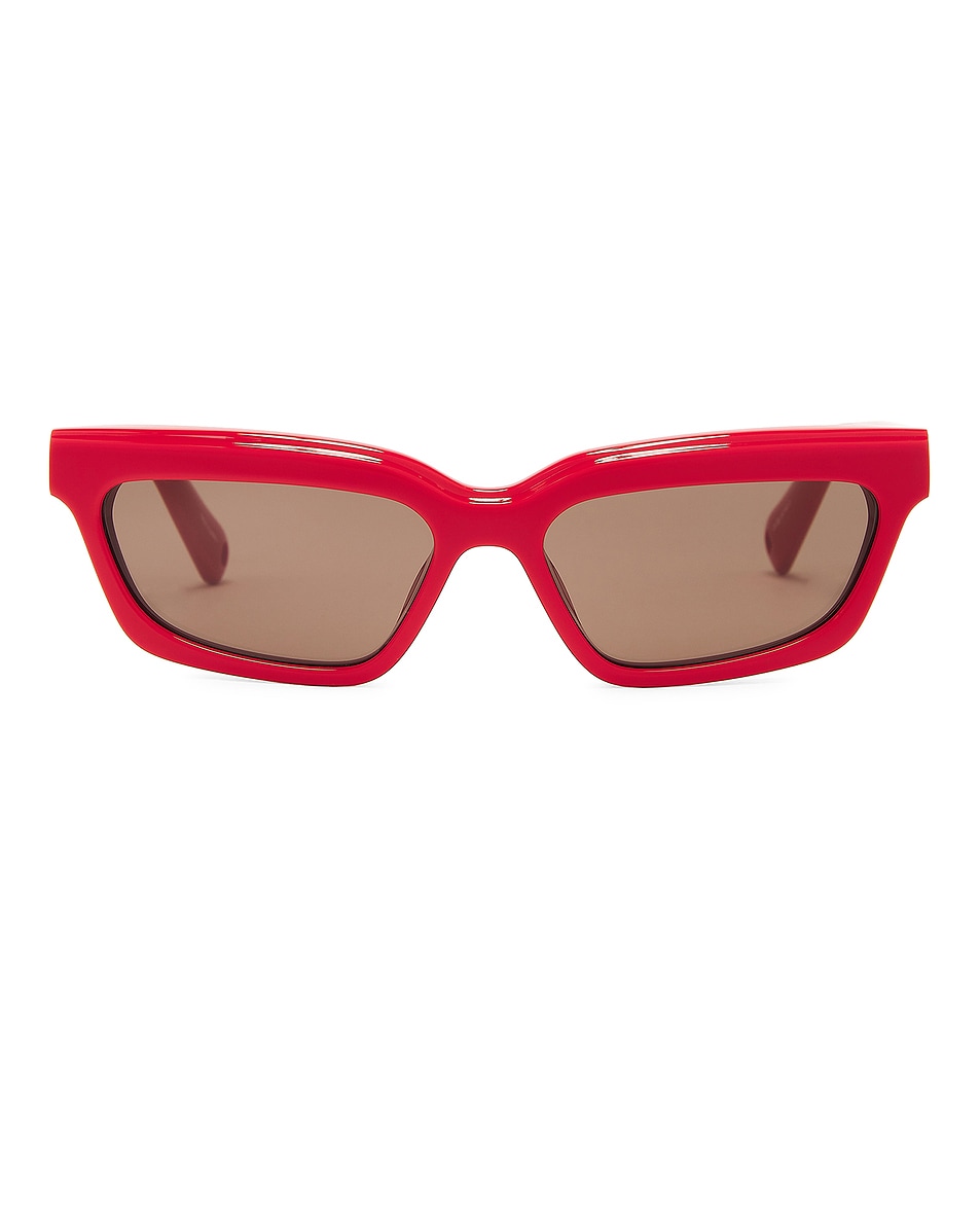 Image 1 of JACQUEMUS Salon Sunglasses in Red, Silver, & Grey