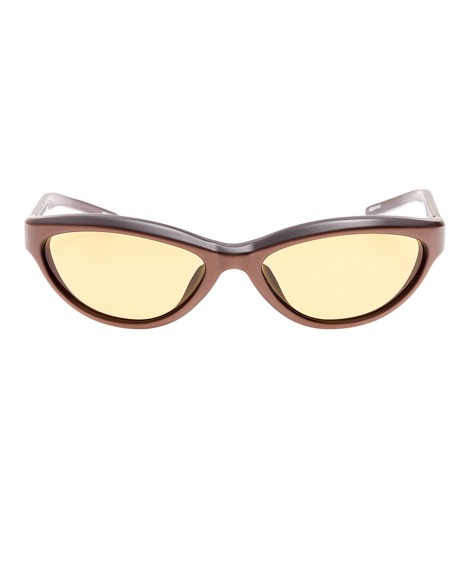 Image 1 of JACQUEMUS Curvo Sunglasses in Matte Metallic Brown, Silver, & Amber