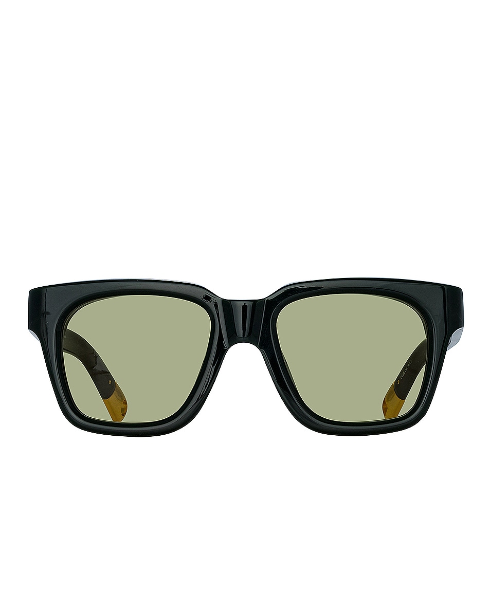 Image 1 of JACQUEMUS Square Sunglasses in Carino Matte Dark Green, Yellow Gold, & Khaki