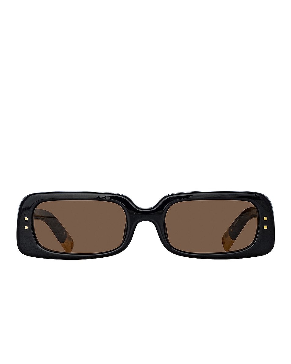 Image 1 of JACQUEMUS Jac47 Sunglasses in Black, Yellow Gold, & Brown